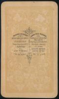 cca 1864 Lánytestvérek portréja, keményhátú fotó Gsund és Hilscher pécsi műterméből, 10,5×6,5 cm