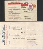 1942 Demartsik Ferenc könyvnyomdája, könyvkötészete, könyv- és papírkereskedése, Orosházi Friss Hírek lapkiadó vállalata fejléces boríték + levél