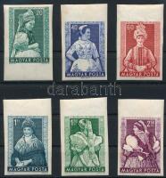 1953 Népviseletek 6 klf vágott ívszéli érték (60f, 1Ft törések, 1,70Ft gumihiba / folds, gum disturbance)