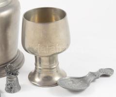 5 db ón tárgy kiöntő 24 cm, gyűszű. tálka, stb