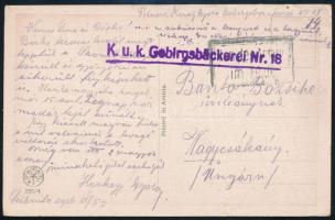 1916 Tábori posta képeslap "K.u.k. Gebirgsbäckerei Nr.18."