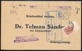 1942 Kézbesítési vevény 12f portóval