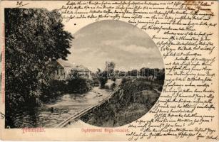 1900 Temesvár, Timisoara; Gyárvárosi Béga részlet, fürdőzők. Polatsek-féle könyvkereskedés kiadása / Bega riverside, bathers (EK)