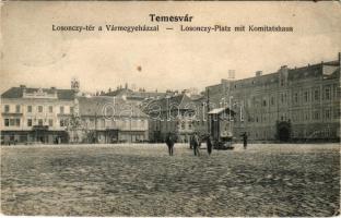 1906 Temesvár, Timisoara; Losonczy tér, Vármegyeháza / square, county hall (szakadás / tear)
