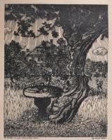 Gy. Szabó Béla (1905-1985): A kallói szilfa. Fametszet, papír, jelzett a metszeten, 43x34 cm Feltekerve