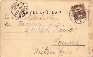 1900 Temesvár, Timisoara; Állami reál iskola, Losonczy tér, Jenő herceg tér, Városi tűzoltótorony. K...