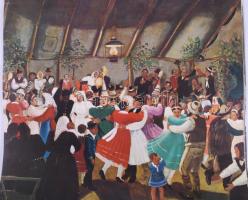 1972 MALÉV színes képekkel illusztrált nagyméretű falinaptár, feltekerve, 55x34 cm