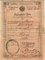 2 db 1858-as Igazolási jegy 6kr C.M.-es okirati illetékbélyeggel