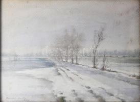 Barabás Reismann Gizella (1893-1985): Kótaj, Szabolcs megye. Akvarell, papír, jelzett, hátoldalán Barabás Reismann Gizella autográf soraival Üvegezett keretben 28x39 cm