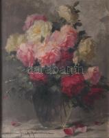 Henczné Deák Adrienne (1890-1956): Csendélet. Olaj, karton, jelezve balra lent. Dekoratív fakeretben. 50x40 cm.