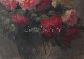 Henczné Deák Adrienne (1890-1956): Csendélet. Olaj, karton, jelezve balra lent. Dekoratív fakeretben...