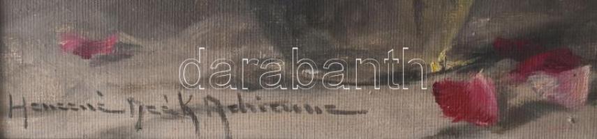 Henczné Deák Adrienne (1890-1956): Csendélet. Olaj, karton, jelezve balra lent. Dekoratív fakeretben...