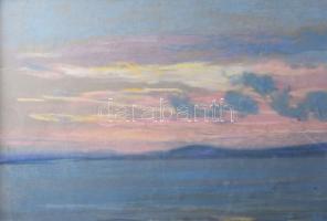 Wágner Géza (1879-1939): Balatoni táj. Pasztell, papír. jelzett, kissé sérült dekoratív, kissé sérül...