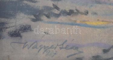 Wágner Géza (1879-1939): Balatoni táj. Pasztell, papír. jelzett, kissé sérült dekoratív, kissé sérül...