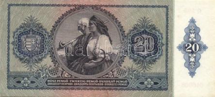 1941. 20P (2x) egymásutáni sorszámokkal, egyszer hajtva T:I- kis saroktörés