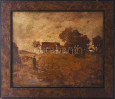 Szentpály Zoltán (?-?): Falu végén. Olaj, karton, jelzett, kis sérüléssel, keretben, 32x48 cm