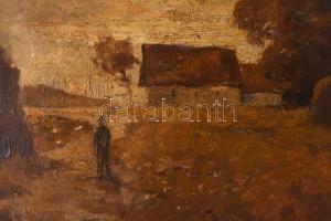 Szentpály Zoltán (?-?): Falu végén. Olaj, karton, jelzett, kis sérüléssel, keretben, 32x48 cm