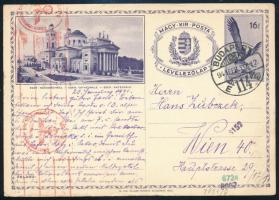 1941 16f díjjegyes cenzúrázott levelezőlap Bécsbe