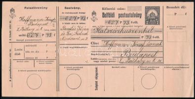 1934 Belföldi postautalvány szelvénnyel