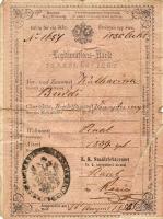 2 db 1858-as Igazolási jegy 6kr C.M.-es okirati illetékbélyeggel