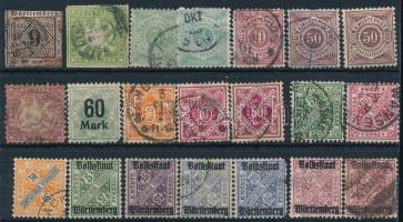 Német államok - Württemberg 21 db bélyeg stecklapon