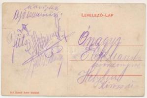 Nagyvárad, Oradea; Fekete Sas szálloda, villamos, humoros éjjeli montázs részeg férfiakkal. Benkő Ar...