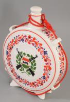 Hollóházi Magyar Néphadsereg kulacs, 5 pohárral, m: 4-19 cm