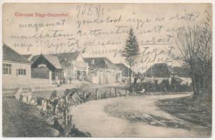 1908 Nagybacon, Nagy-Baczon, Batanii Mari; utcakép, vendéglő, étterem / street view, restaurant (EM)