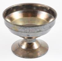 TM jelzéssel ezüstözött talpas kínáló, d: 14,5 cm, m: 10,5 cm