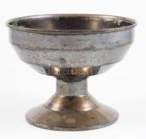 TM jelzéssel ezüstözött talpas kínáló, d: 14,5 cm, m: 10,5 cm