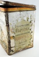 5 darab régi fémdoboz, közte Bartók Vilmos Szeged paprikás fémdoboz m: 25 cm