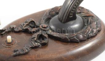 Faragott fa falikar / asztali lámpa, h: 23 cm