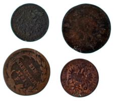 Ausztria 1781F 1kr Cu "II. József" Hall + 1800C 1kr Cu "I. Ferenc" Prága + 1859M 1kr Cu Milánó + 1858A 1kr Cu T:F Austria 1781F 1 Kreuzer Cu "Joseph II" Hall + 1800C 1 Kreuzer Cu "Francis I" Prague + 1859M 1 Kreuzer Cu Milan + 1858A 1 Kreuzer Cu C:F