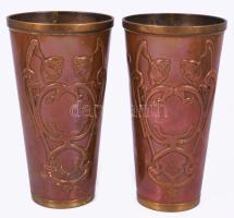 2 darab szecessziós réz kupa, m: 15 cm