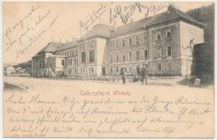 1901 Csíkgyimes, Csík-Gyimes, Gyimes, Ghimes; vasútállomás. Adler Alfréd / railway station (szakadás / tear)