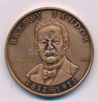 Bognár György (1944-) 1989. "Baksay Sándor 1832-1915 / Kunszentmiklósi Baksay Sándor Gimnázium" kétoldalas bronz emlékérem (42,5mm) T:AU patina