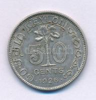 Ceylon 1926. 50c Ag "V. György" T:XF,VF patina Ceylon 1926. 50 Cents Ag "George V" C:XF,VF patina Krause KM#109