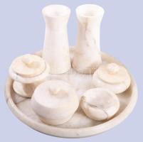 Fehér márvány asztali szett, d: 28 cm