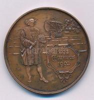 Fritz Mihály (1947-) 1992. "Columbus 1492-1992" kétoldalas bronz emlékérem (42,5mm) T:AU patina