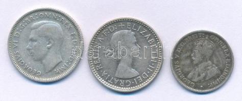 Ausztrália 1921. 3p Ag "V. György" + 1941. 6p Ag "VI. György" + 1962. 6p Ag &quo...