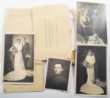 1939-1944 Pannonhalmi Antal m. kir. pénzügyőri fővigyázó papírhagyatéka: iratok, fotók, névjegykártyák, stb., összesen 12 db