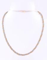 Fehér- és sárga arany (Au) fonott nyaklánc, 18k, 34,5g, jelzett, h: 41 cm