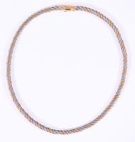 Fehér- és sárga arany (Au) fonott nyaklánc, 18k, 34,5g, jelzett, h: 41 cm