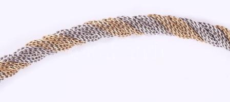Fehér- és sárga arany (Au) fonott nyaklánc, 18k, 34,5g, jelzett, h: 41 cm