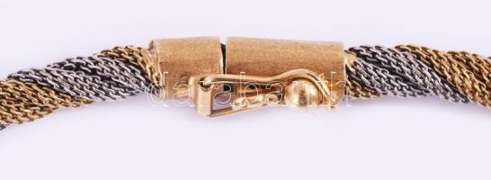 Fehér- és sárga arany (Au) fonott nyaklánc, 18k, 34,5g, jelzett, h: 41 cm