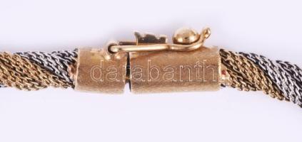 Fehér- és sárga arany (Au) fonott nyaklánc, 18k, 34,5g, jelzett, h: 41 cm