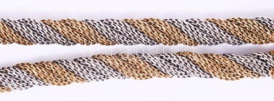 Fehér- és sárga arany (Au) fonott nyaklánc, 18k, 34,5g, jelzett, h: 41 cm