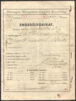 1943 Az Országos Mozgóképvizsgáló Bizottság által kiállított engedélyokirat a Zenélő malom c. film előzetesére