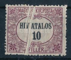 1921 Hivatalos 10f széles kettős papírránccal