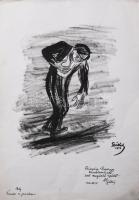 Székely Alex (1901-1968): Ady - Ének a porban, 1947. Tus, papír, jelzett, Székely Alex autográf ajándékozási soraival (,,Bányász György barátomnak sok megértő szóért Al Székely 1956 VII 5."), 30x21 cm